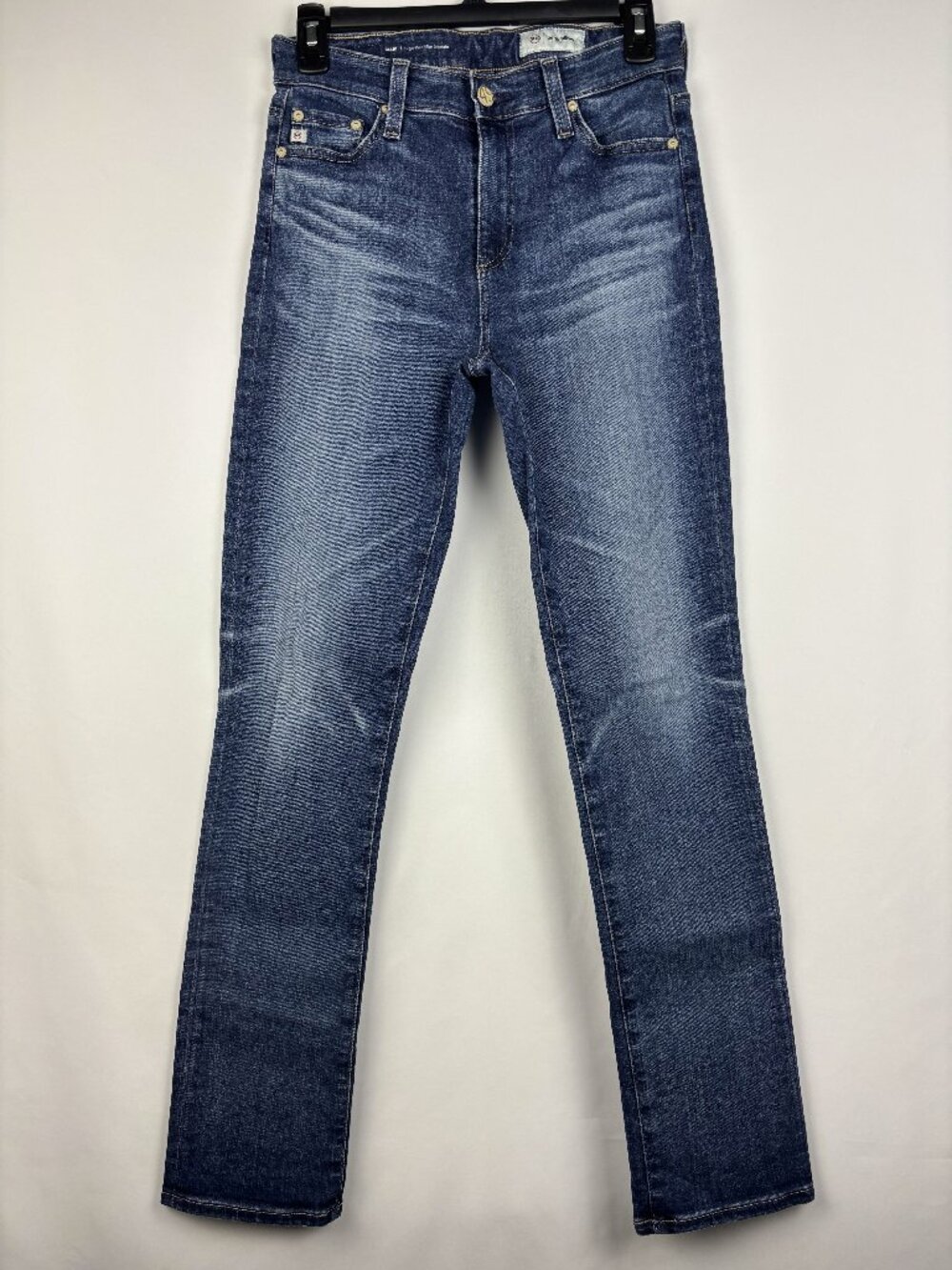 26 AG Mari High Rise Slim Straight Jeans Medium Blue Wash Jeans Soft Cotton